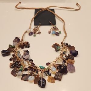Multicolor Gemstone Necklace and Earring Set